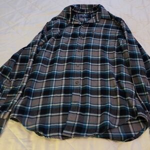 Izod Men's Blue and Gray Plaid Button Down Shirt